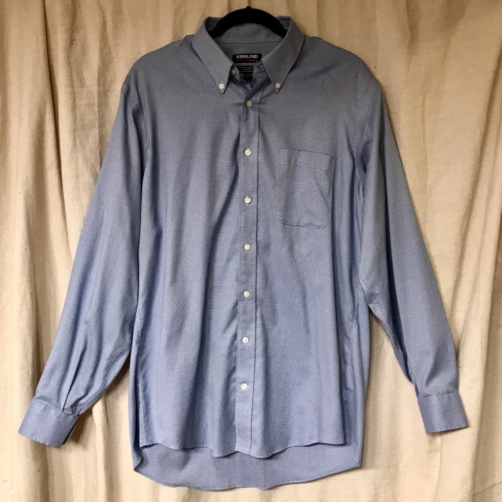 Traditional Fit Blue Button-Down Dress Shirt
